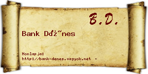 Bank Dénes névjegykártya